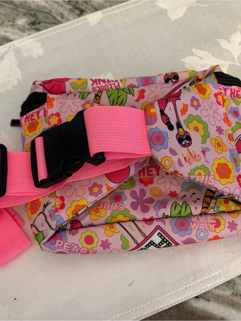 Pledge The Pink Breast Cancer Awareness Fanny Pack-Tropical Flamingo Print NEW